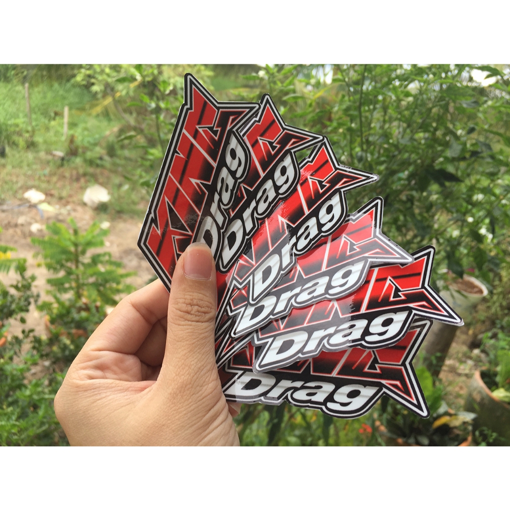 Cặp chữ KingDrag xanh / đỏ [10x3.5cm]. Tùy chọn in màu khác theo ý khách. Decal hình dán logo chống nước
