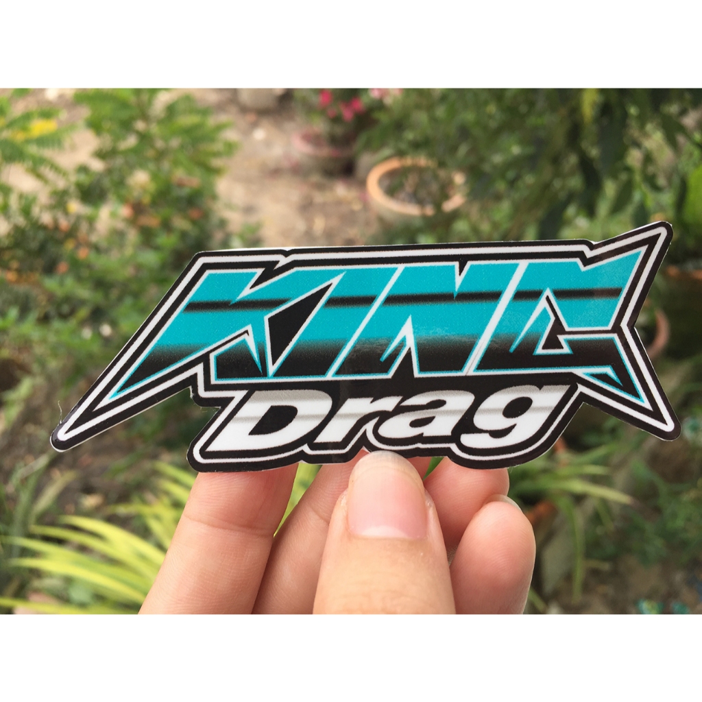 Cặp chữ KingDrag xanh / đỏ [10x3.5cm]. Tùy chọn in màu khác theo ý khách. Decal hình dán logo chống nước