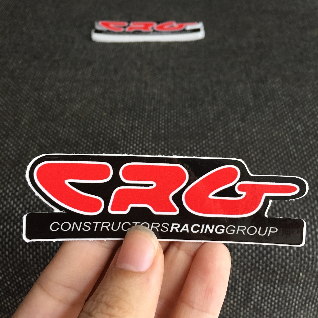 CR G [9x2.8cm] decal cao cấp chống nước, sắc nét, bền màu, dính chặt. Hình dán logo trang trí mọi nơi, in theo yêu cầu