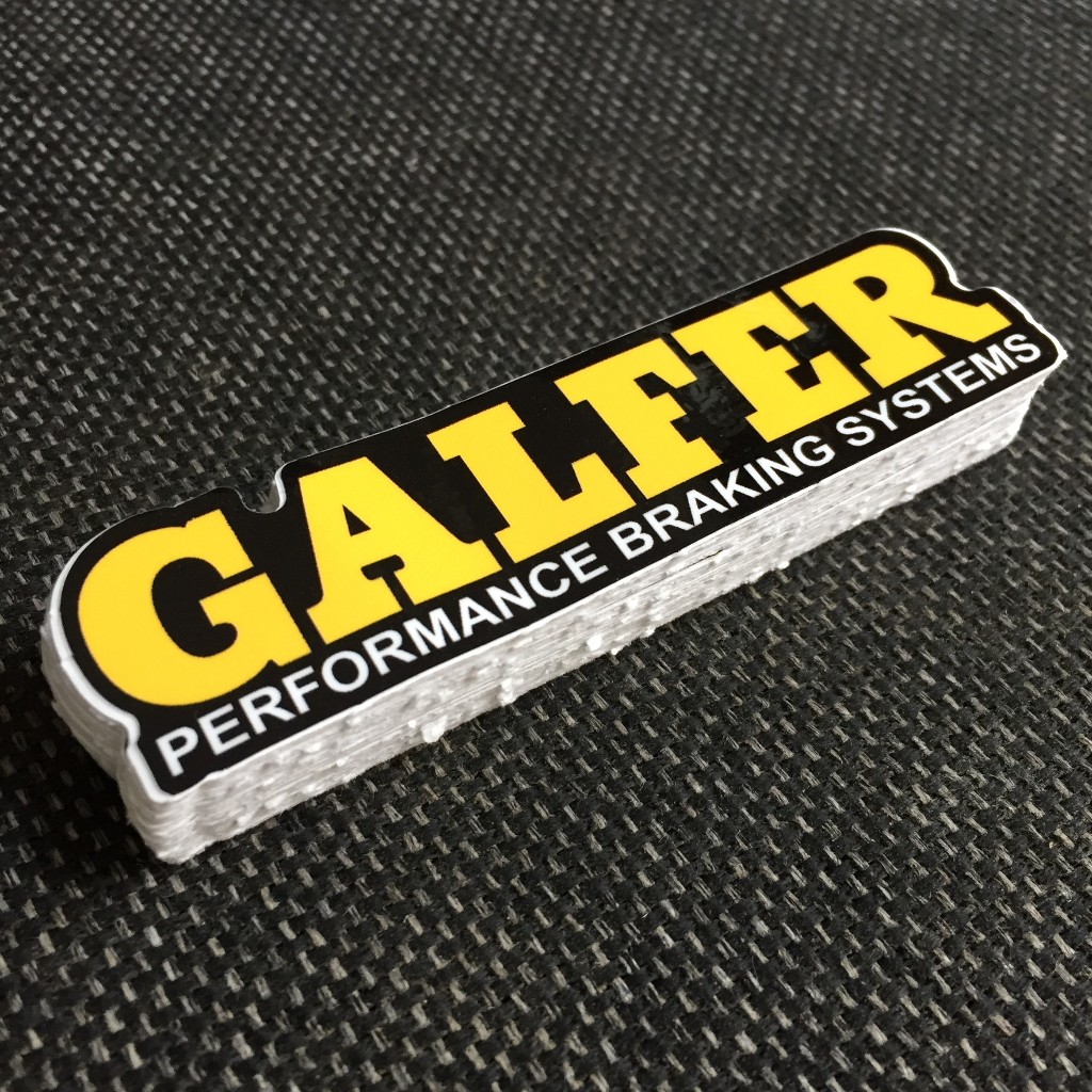 GALFER[9.7x2.4cm] decal cao cấp chống nước, sắc nét, bền màu, dính chặt. Hình dán logo trang trí mọi nơi, in theo yêu cầ
