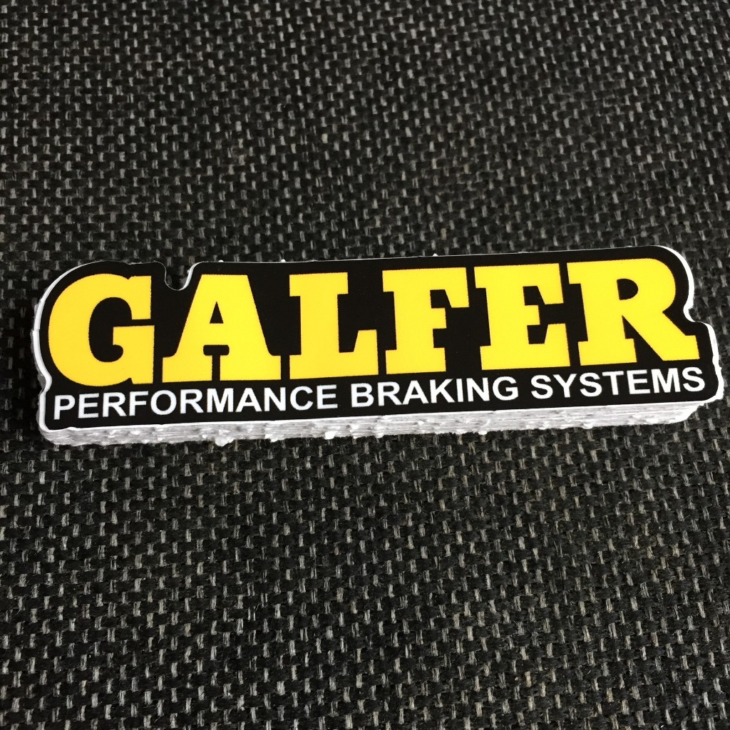 GALFER[9.7x2.4cm] decal cao cấp chống nước, sắc nét, bền màu, dính chặt. Hình dán logo trang trí mọi nơi, in theo yêu cầ