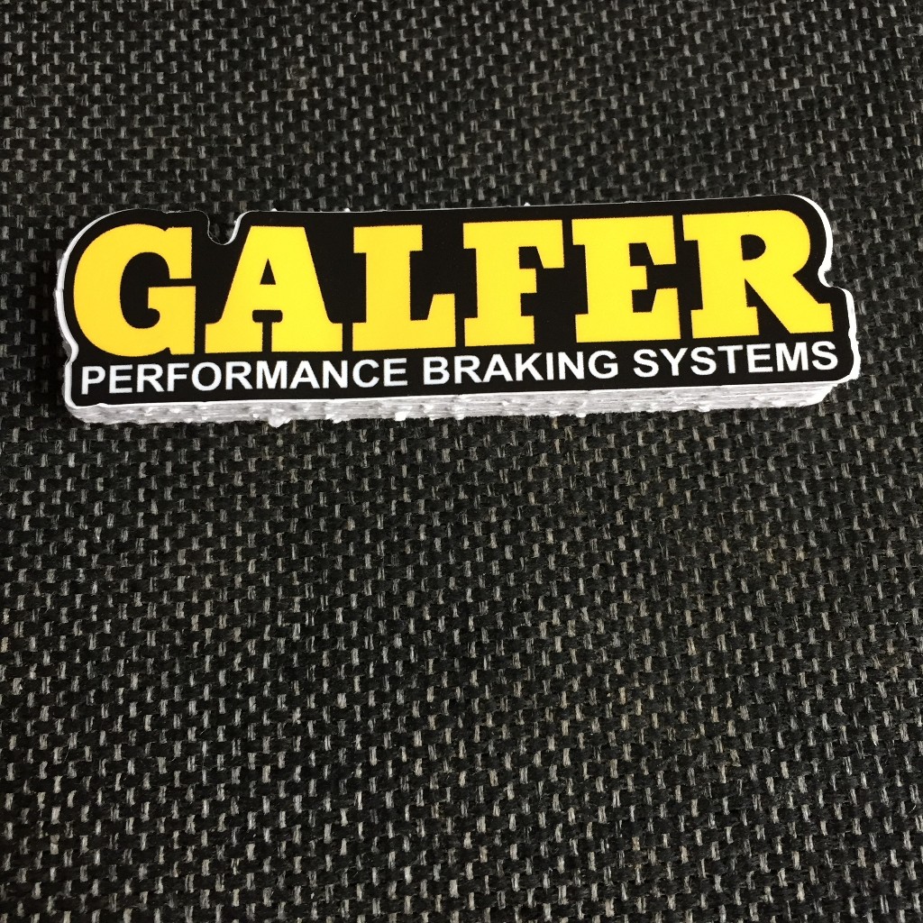 GALFER[9.7x2.4cm] decal cao cấp chống nước, sắc nét, bền màu, dính chặt. Hình dán logo trang trí mọi nơi, in theo yêu cầ