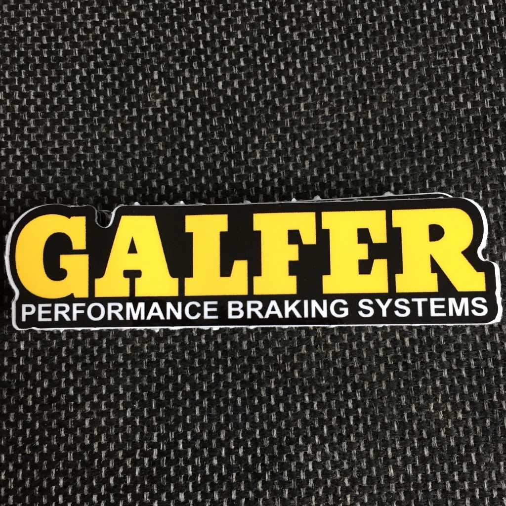 GALFER[9.7x2.4cm] decal cao cấp chống nước, sắc nét, bền màu, dính chặt. Hình dán logo trang trí mọi nơi, in theo yêu cầ