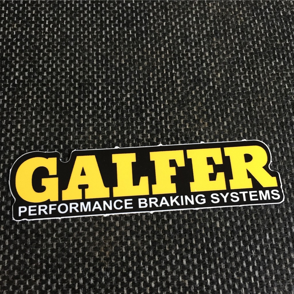 GALFER[9.7x2.4cm] decal cao cấp chống nước, sắc nét, bền màu, dính chặt. Hình dán logo trang trí mọi nơi, in theo yêu cầ