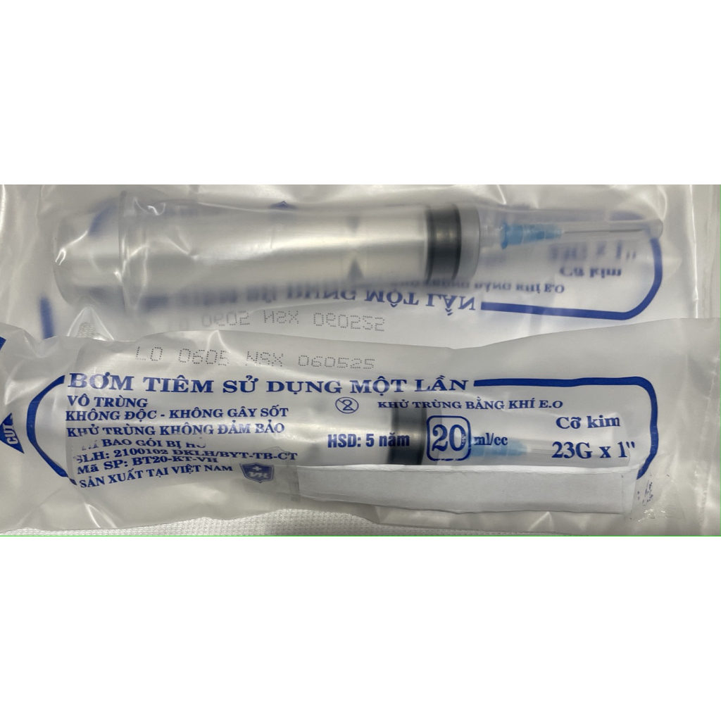 Hộp 50 cái Bơm tiêm 20cc, 20ml kim 23G vinahandkook.