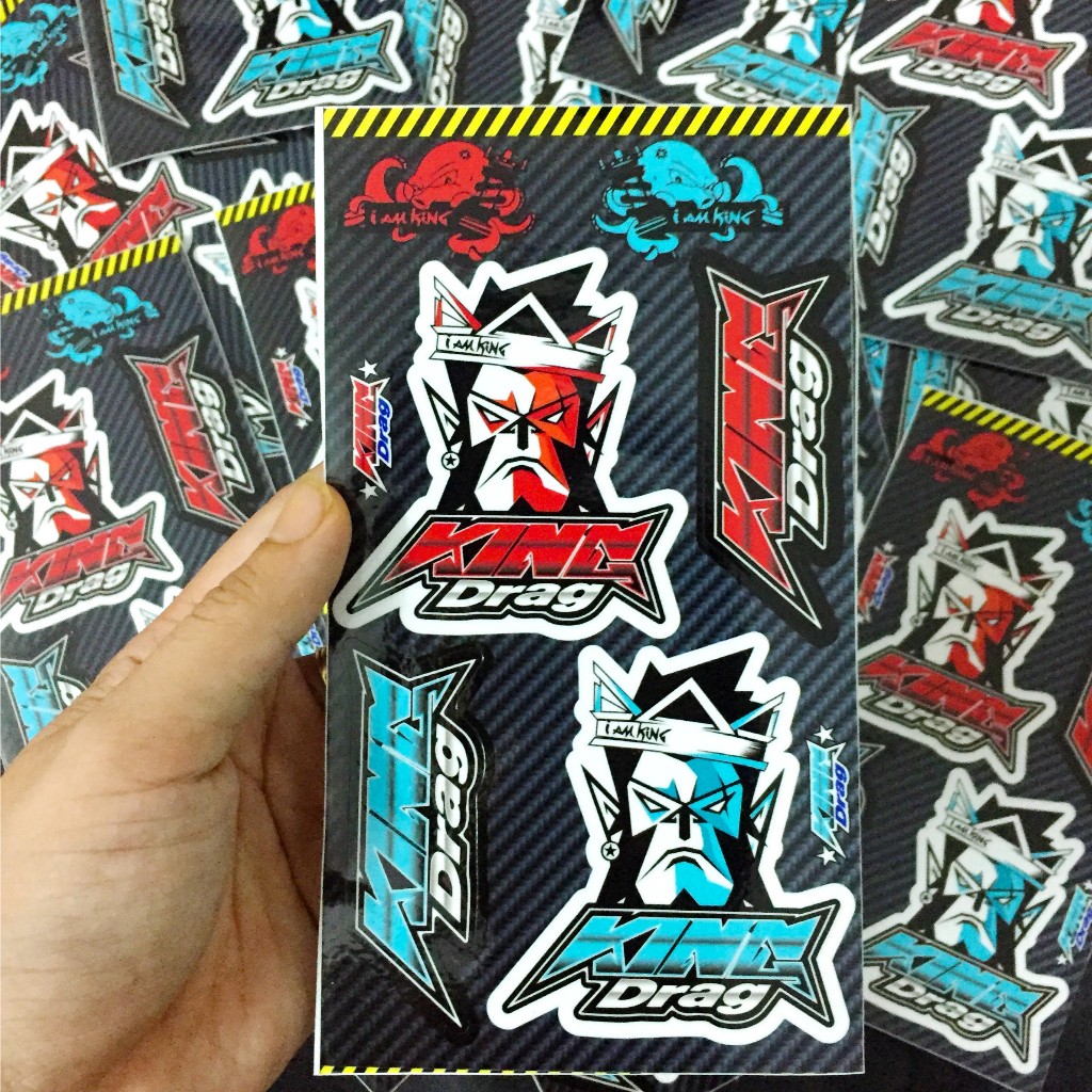 Bộ hình dán logo King Drag xanh đỏ. Decal cao cấp chống nước, sắc nét, bền màu, dính chặt. In theo yêu cầu
