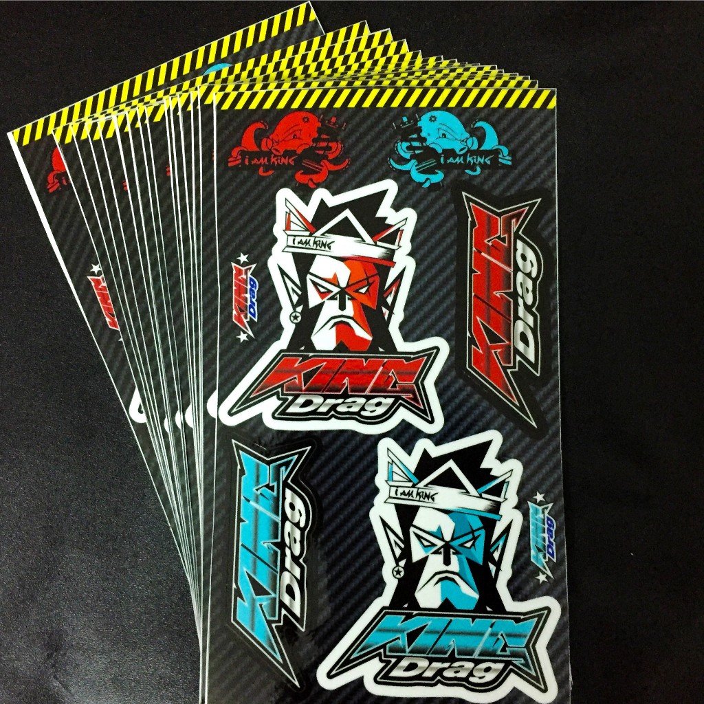Bộ hình dán logo King Drag xanh đỏ. Decal cao cấp chống nước, sắc nét, bền màu, dính chặt. In theo yêu cầu