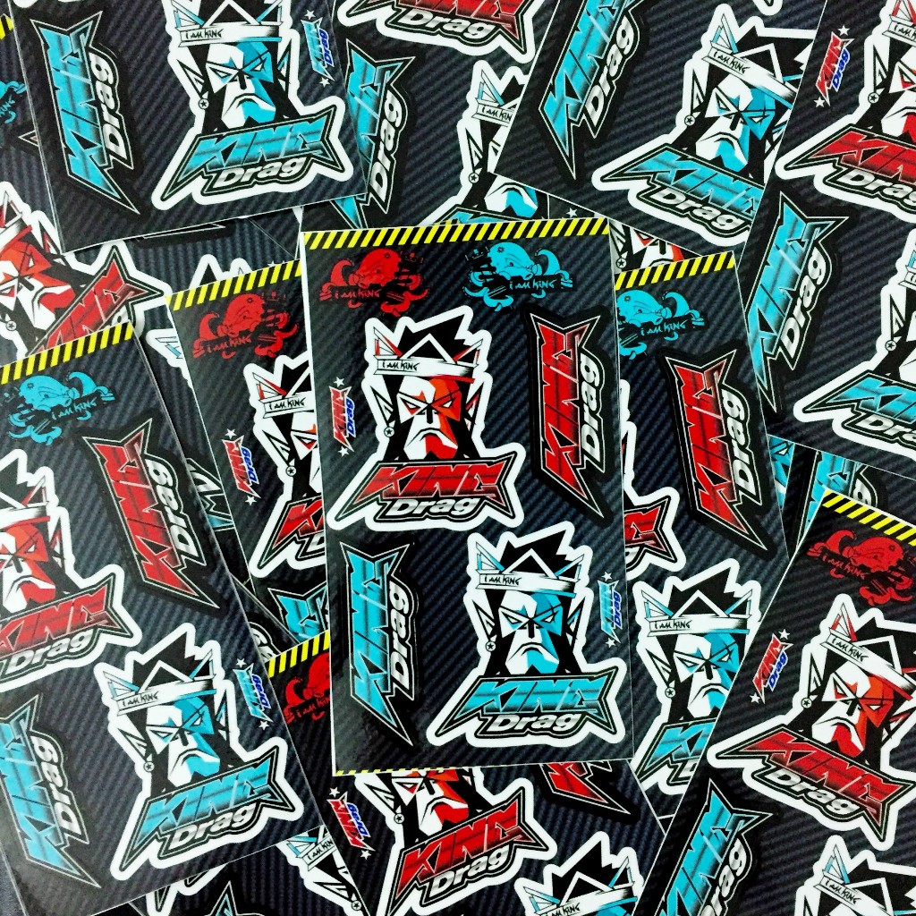 Bộ hình dán logo King Drag xanh đỏ. Decal cao cấp chống nước, sắc nét, bền màu, dính chặt. In theo yêu cầu