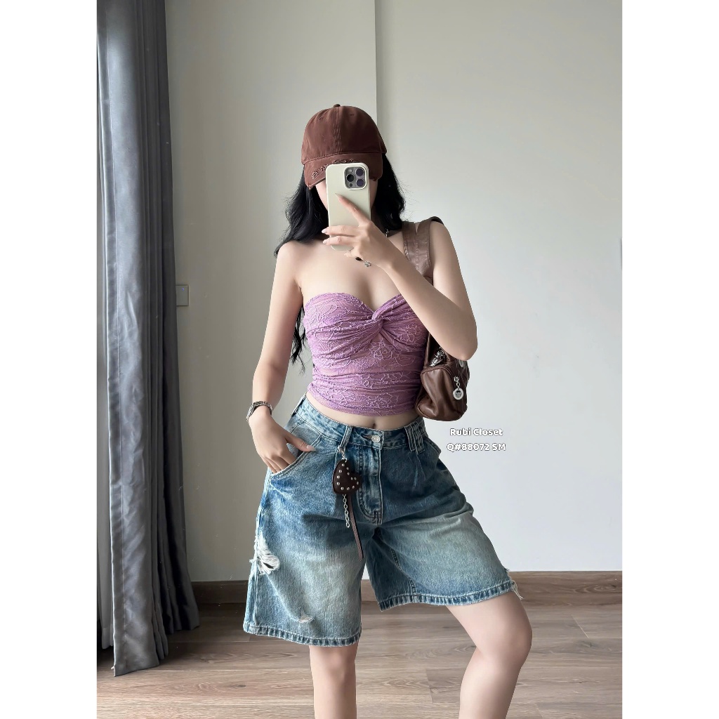 Quần Sooc Jean Nữ Dáng Ngố Lửng Rách Đùi Kèm Móc QCCC Cao Cấp | Shopee ...