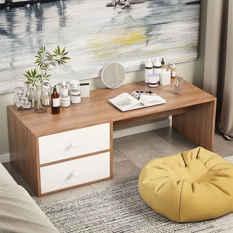 Bàn Trang Điểm Ngồi Bệt Xưởng Mộc Decor, Bàn Làm Việc Ngồi Bệt 2 Ngăn Kéo, Chất Liệu Gỗ MDF Cao Cấp