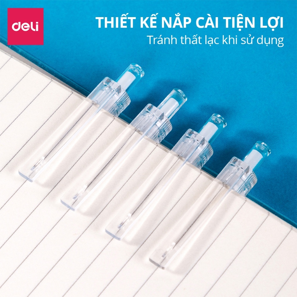 Bút Gel Bấm Deli 0.35mm – Mực Đen, Ngòi Nhỏ, Ruột Thay Thế Tiện Lợi – Văn Phòng & Học Sinh