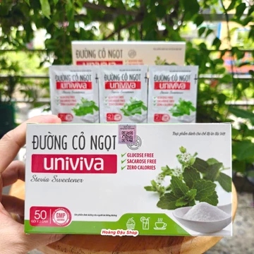 Đường cỏ ngọt UniViva - Đường ăn kiêng cho người tiểu đường, không sinh calo (Hộp 50 gói 2gram)