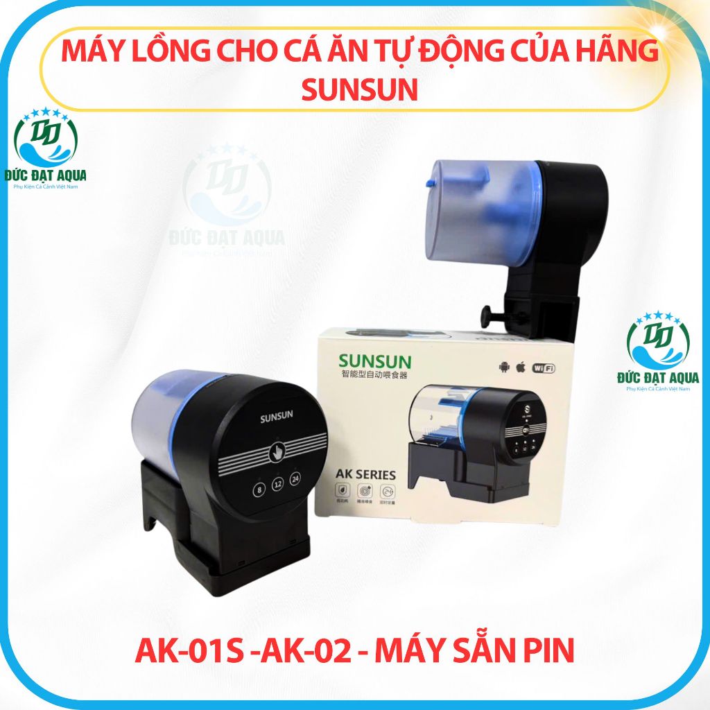 Máy Cho Cá Ăn Tự Động Của Hãng Sunsun AK-01S -AK-02 - Máy dùng pin, dùng cho bể cá koi