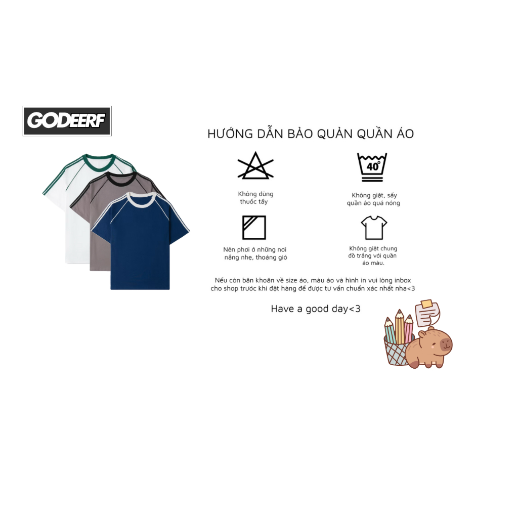 Áo thun trơn raglan line Unisex 100% cotton 250GSM GodeerF cổ tròn nam nữ form BASIC 2 SỌC_MHS001