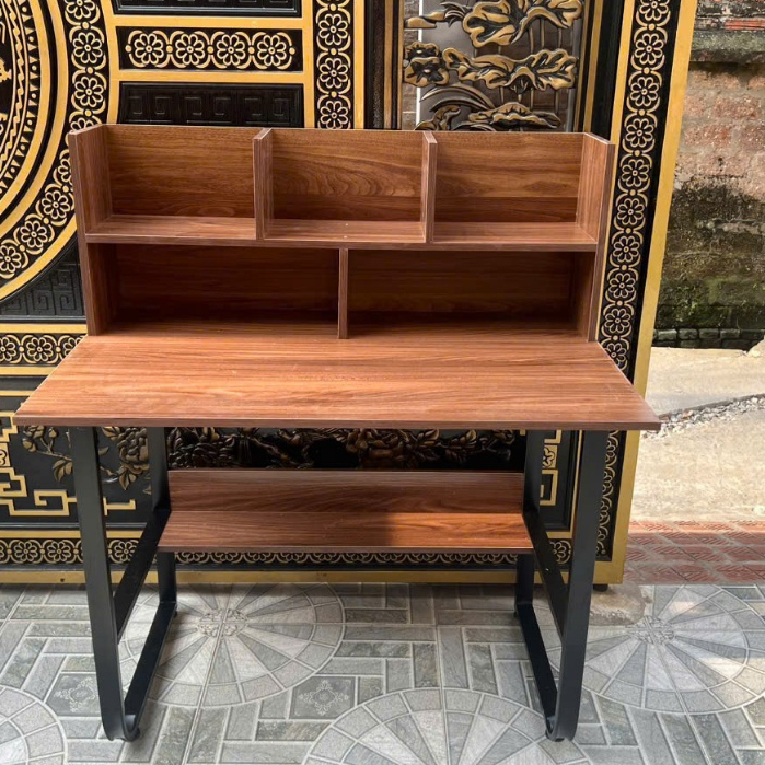 Bàn học kèm giá sách Xưởng Mộc Decor , chân sắt chữ U sơn tĩnh điện, mặt gỗ MDF phủ Melamine chống thấm chống xước