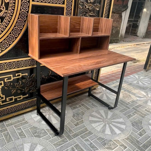 Bàn học kèm giá sách Xưởng Mộc Decor , chân sắt chữ U sơn tĩnh điện, mặt gỗ MDF phủ Melamine chống thấm chống xước
