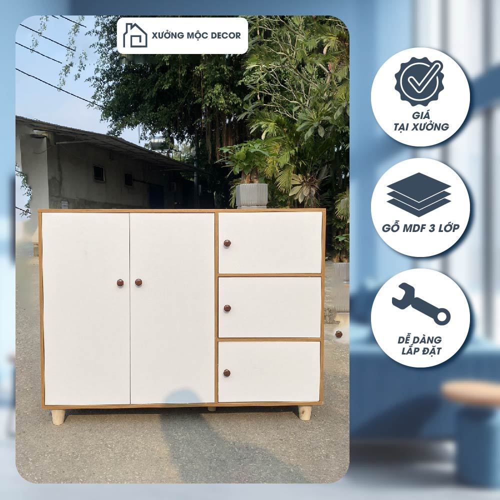 Tủ giày 5 cánh đa năng Xưởng Mộc Decor, tủ đề đồ ,kệ giày dép nhiều ngăn chất liệu gỗ MDF bền đẹp