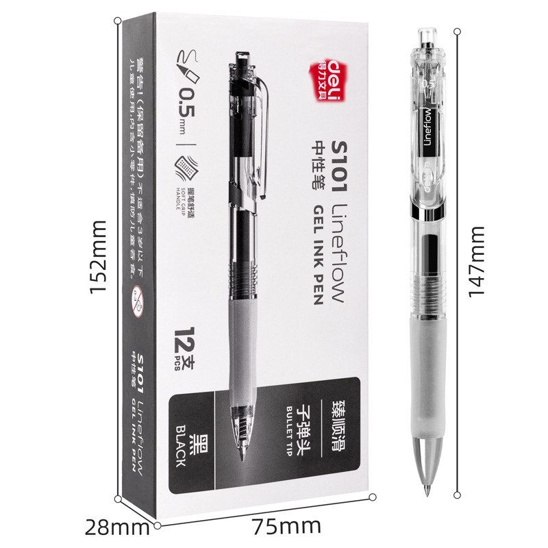 [HỎA TỐC] Bút Gel Deli A575/A623/S206 – 0.5mm – Mực đậm trơn – Vỏ trong suốt – Học sinh, văn phòng