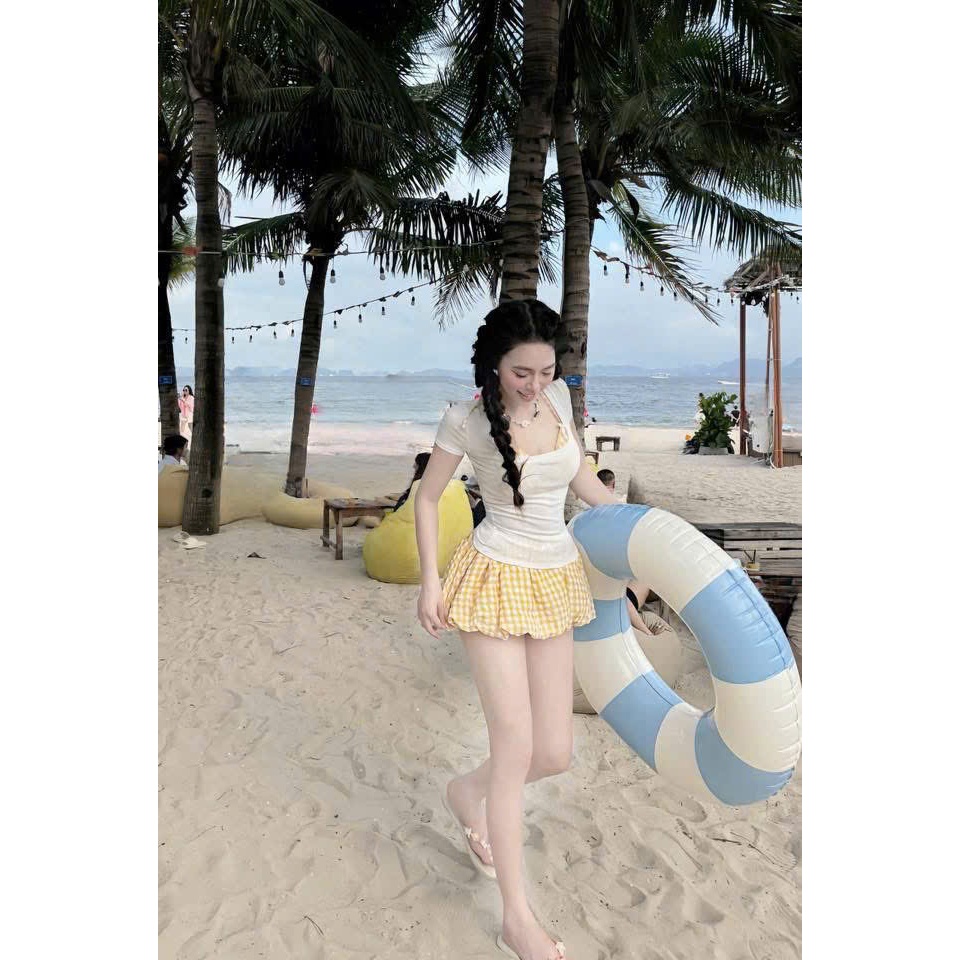 [ BKN 925 ] Set Bikini đi biển ba món VÁY BÍ tiểu thư HAN.T SHOP