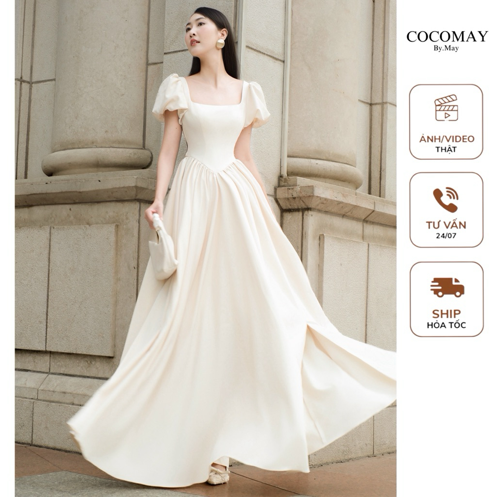 COCOMAY - Đầm Élise Dress maxi cổ vuông tay bồng | Shopee Việt Nam