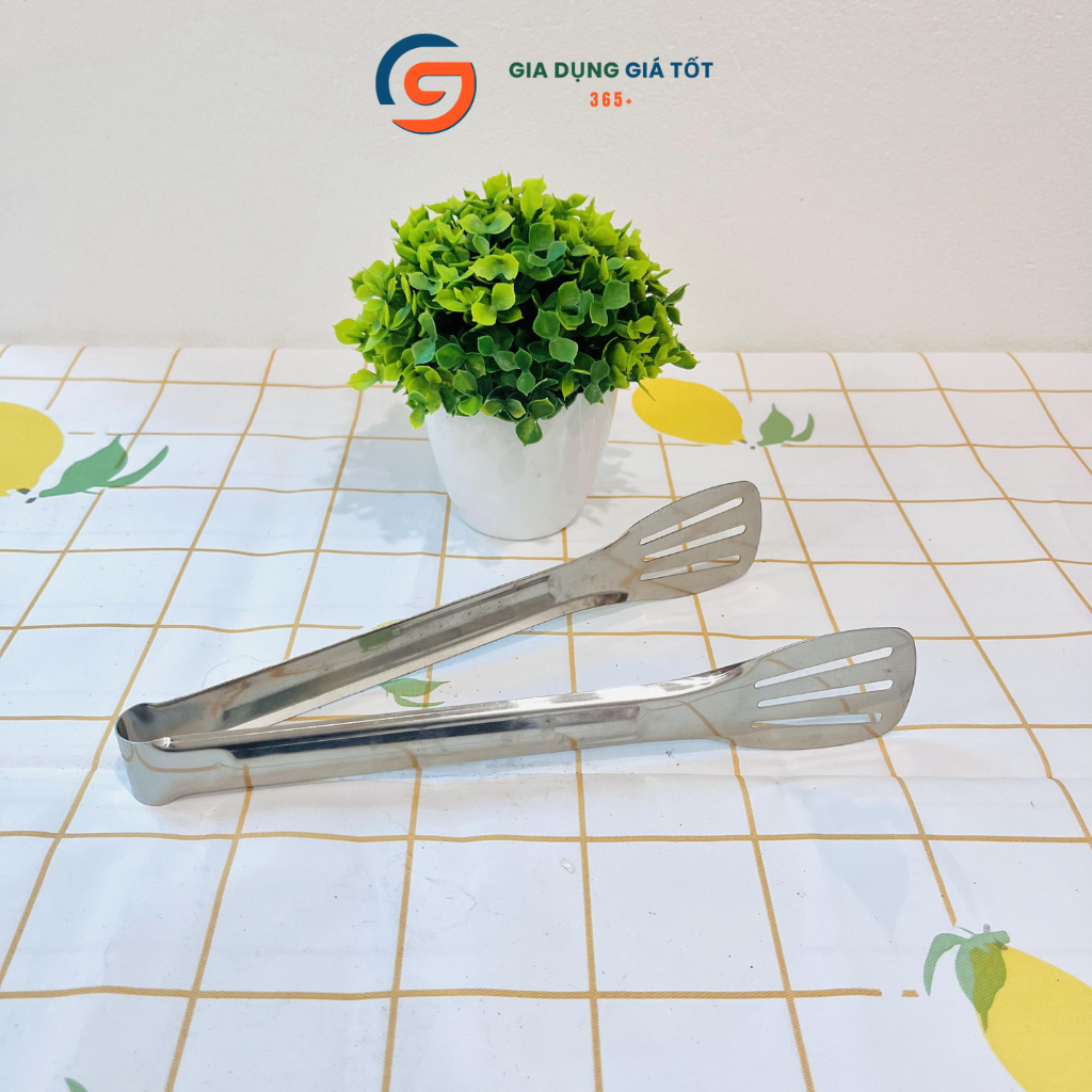Kẹp inox đầu khía gắp thức ăn dụng cụ kẹp gắp đồ nướng, đá, thực phẩm cho nhà bếp