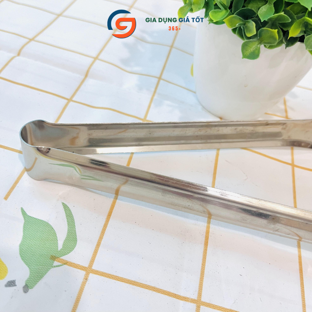 Kẹp inox đầu khía gắp thức ăn dụng cụ kẹp gắp đồ nướng, đá, thực phẩm cho nhà bếp