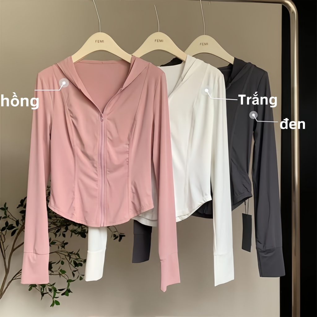 Áo Chống Nắng Nữ, Áo Nắng Nữ, Áo Khoác Chống Nắng Chống Tia Cực Tím UPF 50+ Chất Lụa Băng Ôm Body Co Giãn Hottrend
