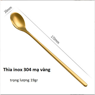 Thìa Cà Phê INOX 304 Mạ Titan Vàng 17cm Giot Nước Sang Trọng Tinh Tế