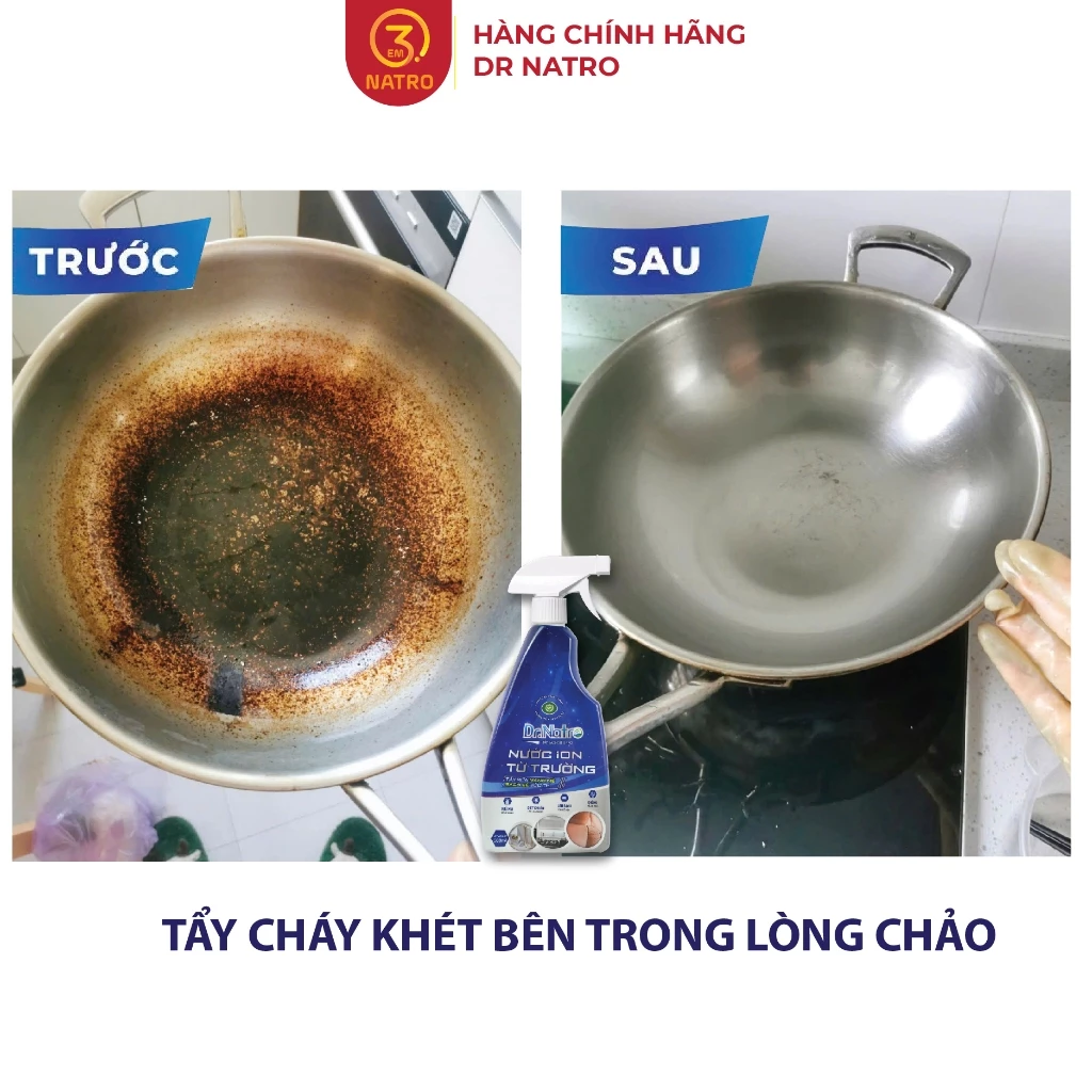 Tẩy đa năng Dr Natro tẩy xoong nồi cháy khét, tẩy dầu mỡ bếp ga, bếp điện, ghế da, rỉ sét inox sạch ảnh 3