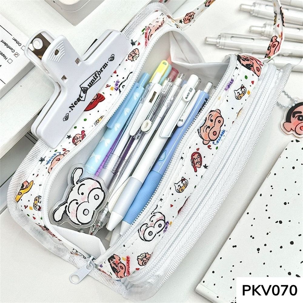 Hộp đựng bút nam nữ nhiều ngăn hoạt hình cu shin cho học sinh các cấp vừa máy tính PKV070 gagastore