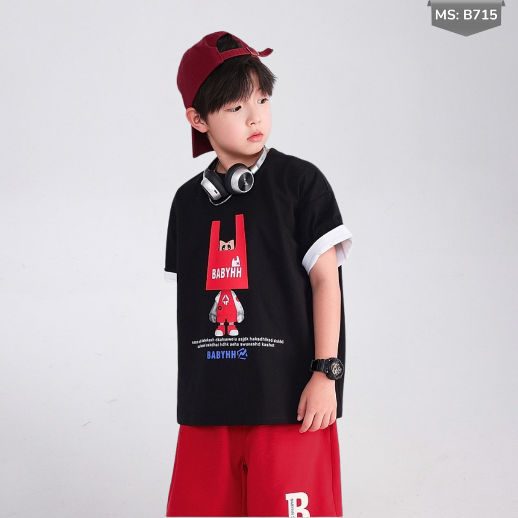 Áo Thun Ngắn Tay Mùa Hè Cho Bé Trai, Bé Gái In Hình Năng Động, Cổ Tròn B715 | JJ Kids Fashion