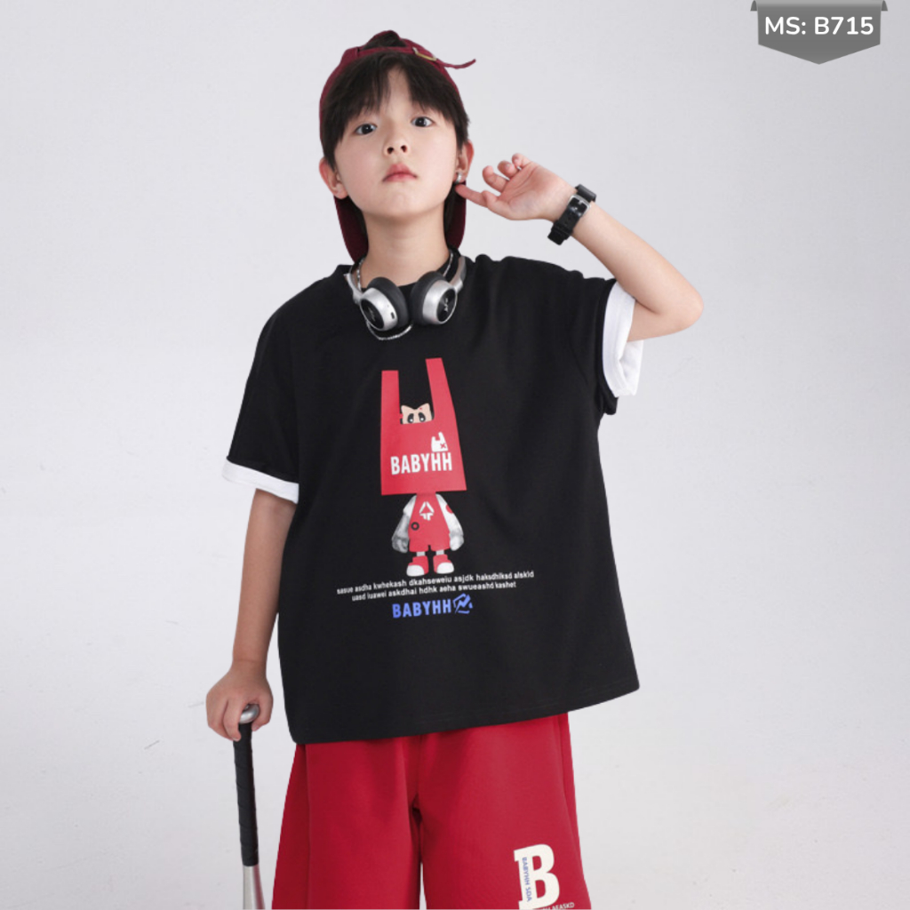 Áo Thun Ngắn Tay Mùa Hè Cho Bé Trai, Bé Gái In Hình Năng Động, Cổ Tròn B715 | JJ Kids Fashion