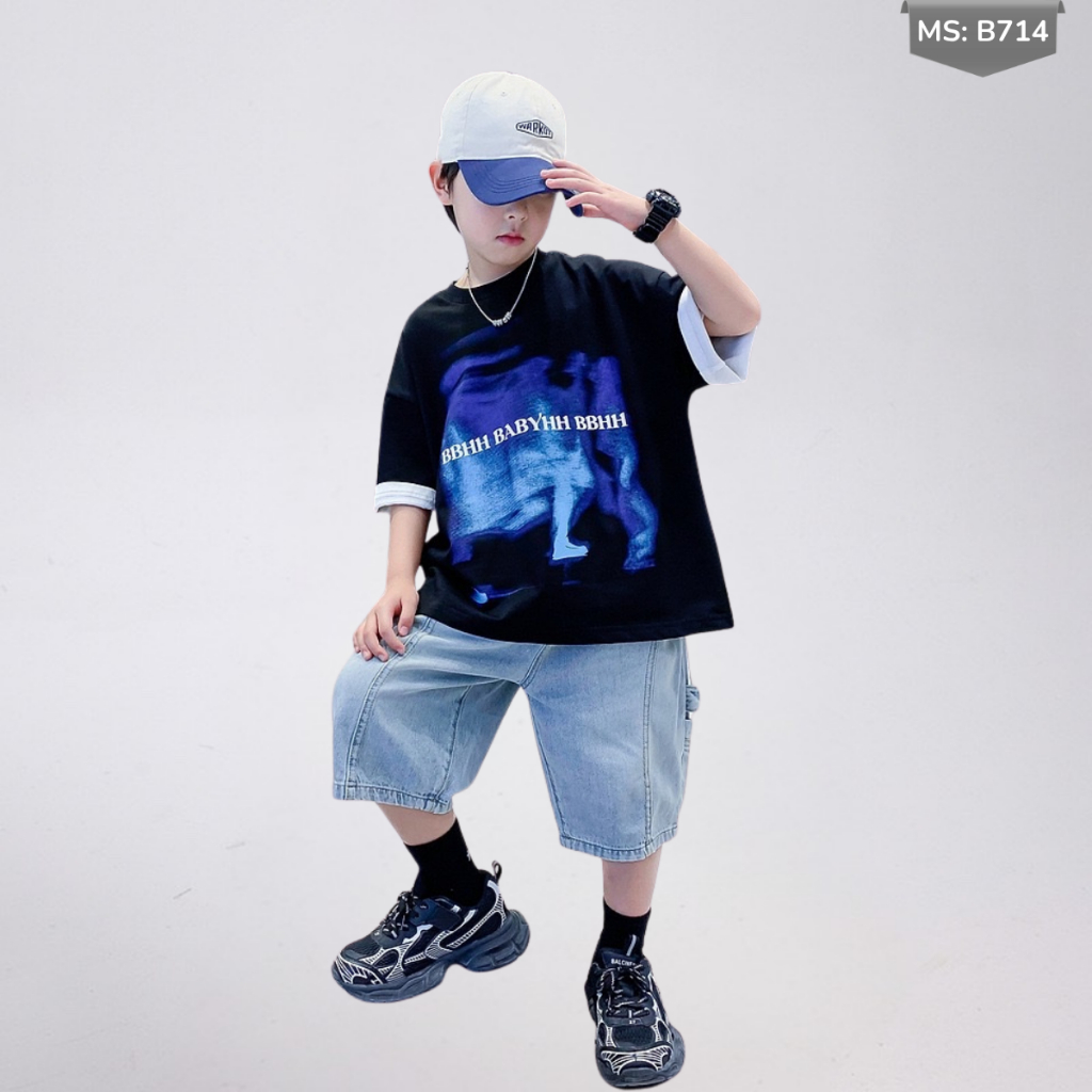 Áo Thun Ngắn Tay Mùa Hè Cho Bé Trai, Bé Gái In Hình Năng Động, Cổ Tròn B714 | JJ Kids Fashion
