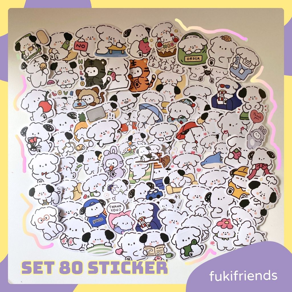 Set 80 miếng sticker Chó dễ thương chống nước | Shopee Việt Nam