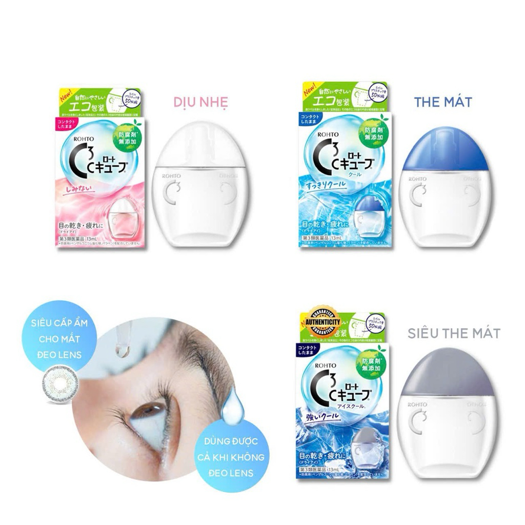 Nước nhỏ mắt C3 Cube 13mL dùng được cho mắt đeo len les, dưỡng mắt sáng ...