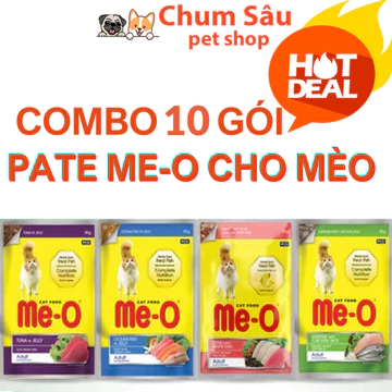 Combo 10 gói Pate Me-o cho mèo 80g - Pate Xốt Cho Mèo - Thức Ăn Dinh Dưỡng Dạng Ướt Cho Mèo