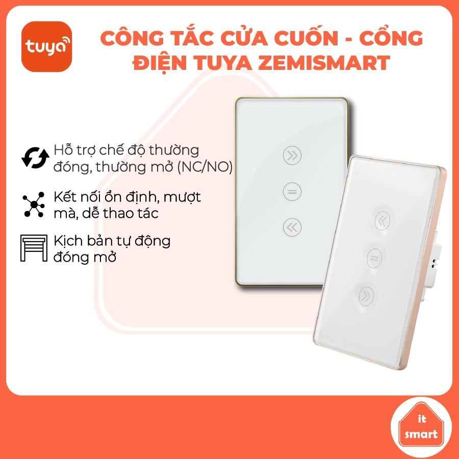 Công tắc cửa cuốn Tuya Zemismart viền vàng