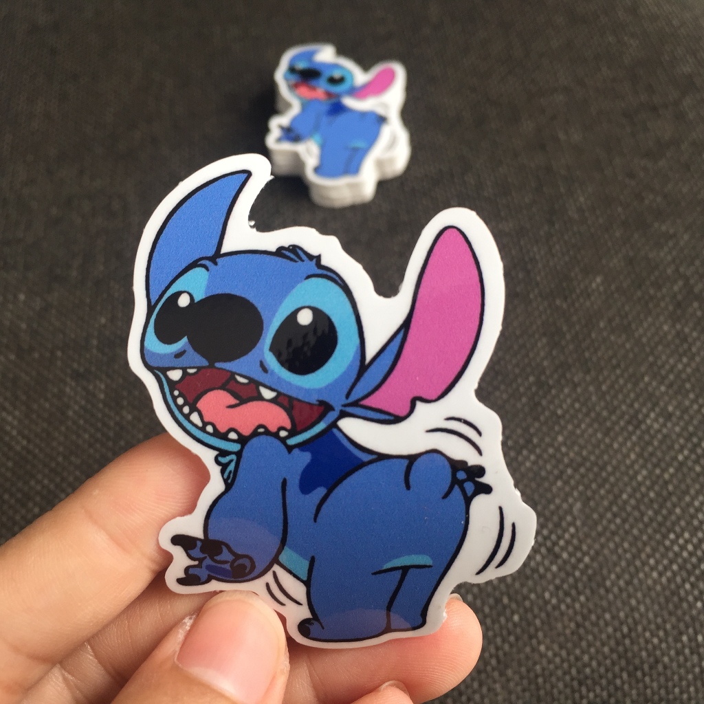 Bộ 3 hình dán STITCH dễ thương [ 7cm ]. Logo decal chống nước trang trí xe máy, nón bảo hiểm, tủ, laptop, điện thoại