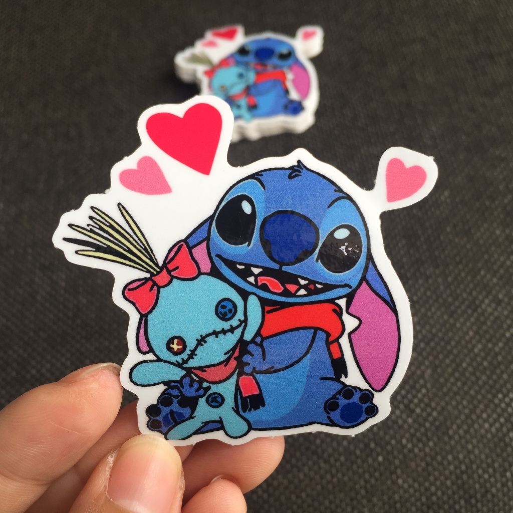 Bộ 3 hình dán STITCH dễ thương [ 7cm ]. Logo decal chống nước trang trí xe máy, nón bảo hiểm, tủ, laptop, điện thoại