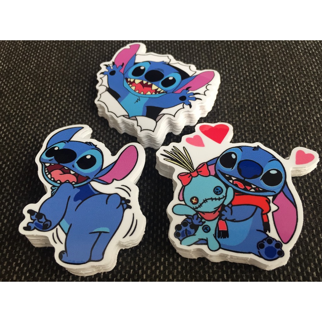 Bộ 3 hình dán STITCH dễ thương [ 7cm ]. Logo decal chống nước trang trí xe máy, nón bảo hiểm, tủ, laptop, điện thoại