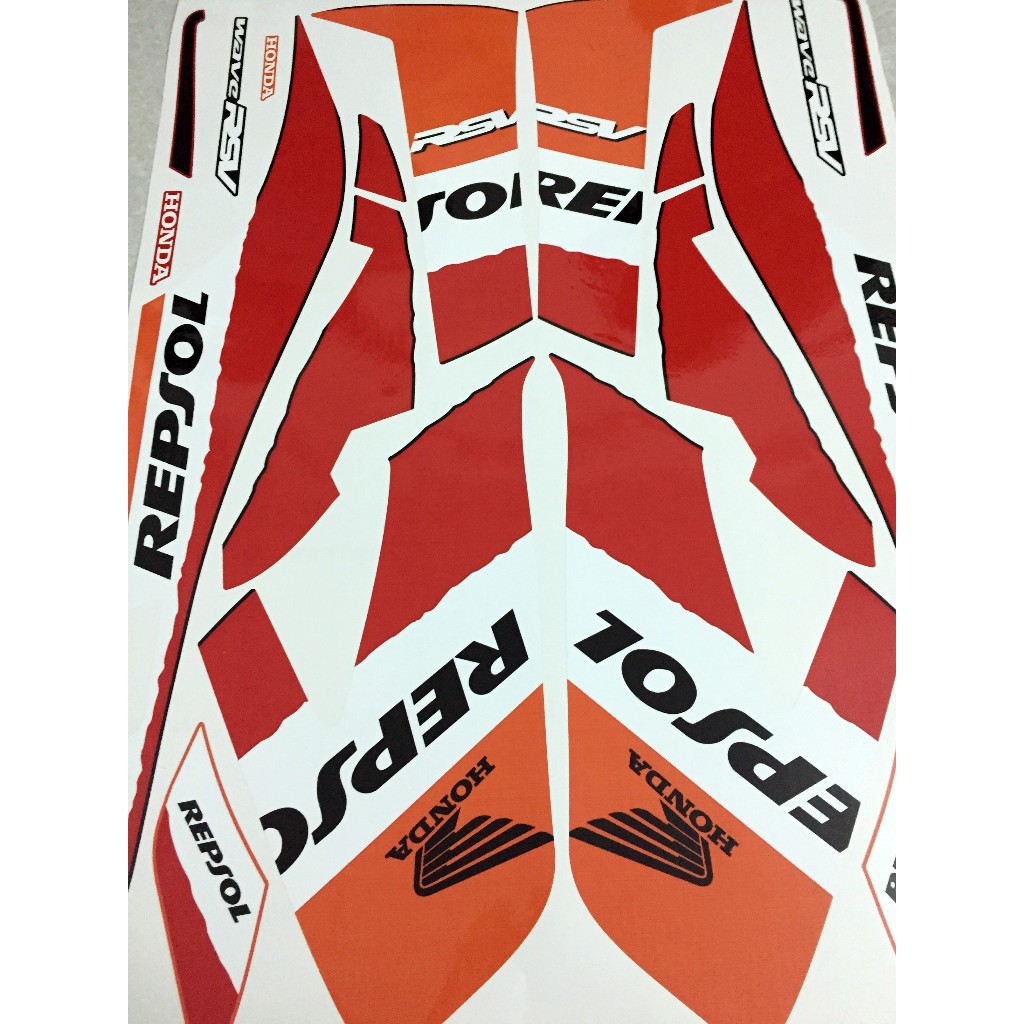 Tem rời dán xe WAVE RSX 2008 màu đen. Chủ đề Repsol zin