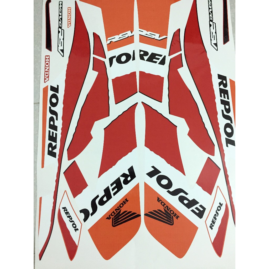 Tem rời dán xe WAVE RSX 2008 màu đen. Chủ đề Repsol zin