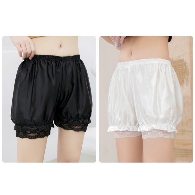 ( HÀNG CÓ SẴN ) Quần bí mặc ngủ, bảo hộ trong váy siêu xinh lụa ren mềm mại hai màu trắng đen hot mới về