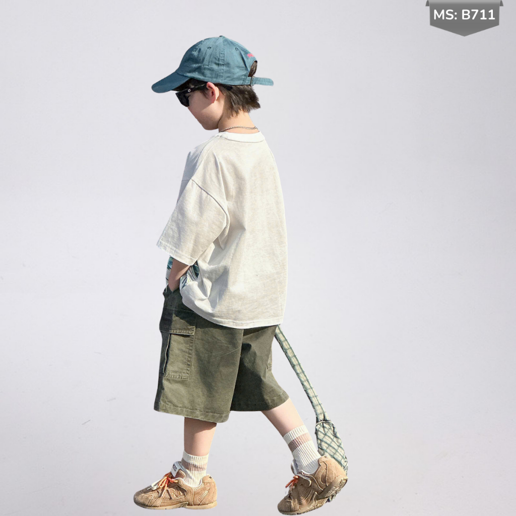 Áo Thun Ngắn Tay Mùa Hè Cho Bé Trai, Bé Gái In Hình Năng Động, Cổ Tròn B711 | JJ Kids Fashion