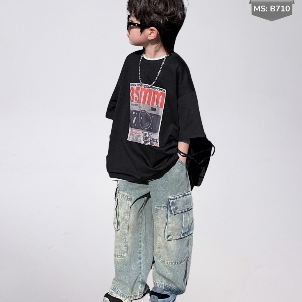 Áo Thun Ngắn Tay Mùa Hè Cho Bé Trai, Bé Gái In Hình Năng Động, Cổ Tròn B710 | JJ Kids Fashion