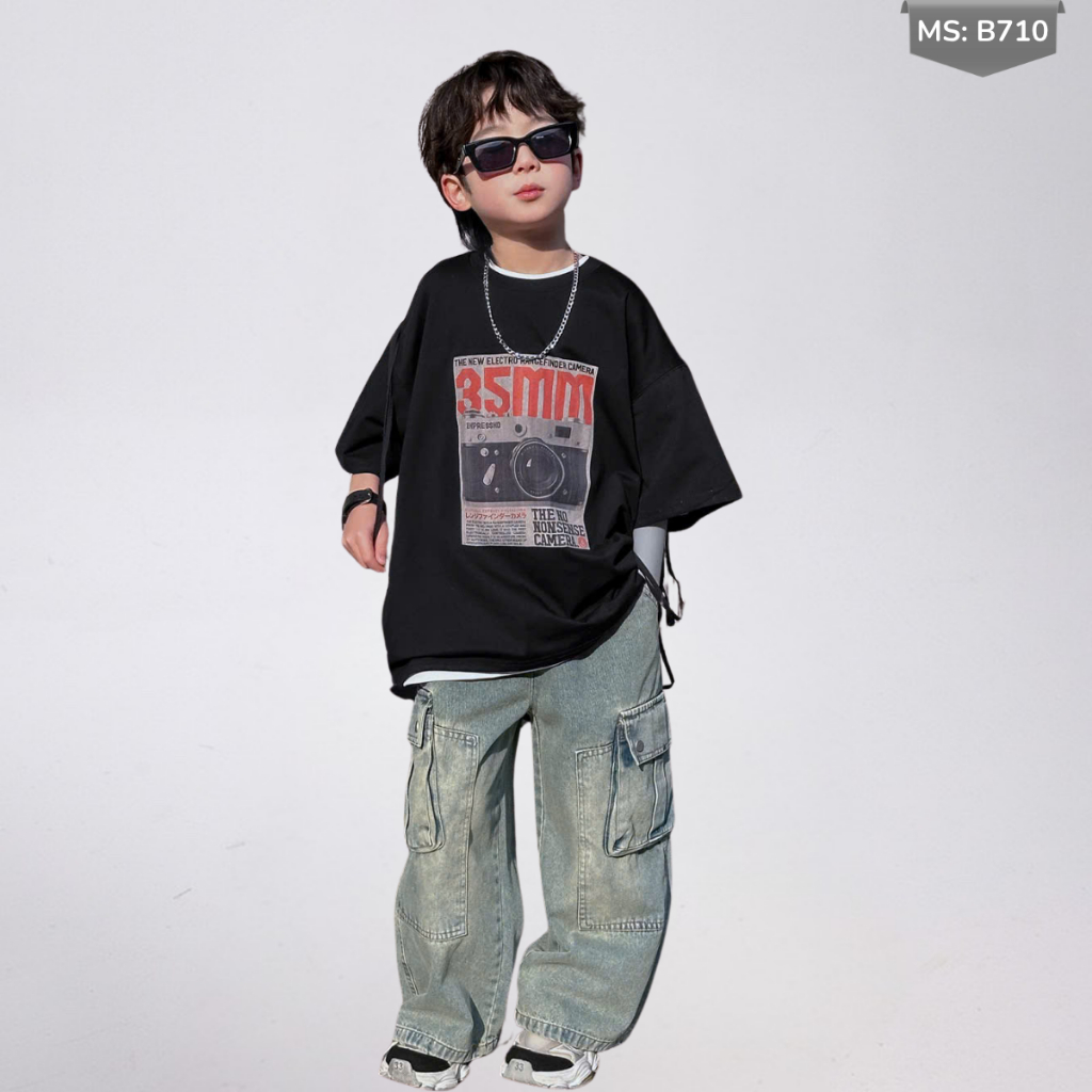 Áo Thun Ngắn Tay Mùa Hè Cho Bé Trai, Bé Gái In Hình Năng Động, Cổ Tròn B710 | JJ Kids Fashion