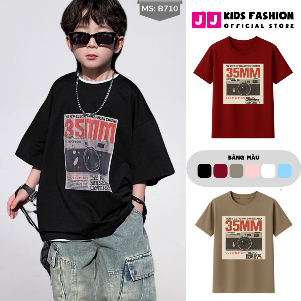 Áo Thun Ngắn Tay Mùa Hè Cho Bé Trai, Bé Gái In Hình Năng Động, Cổ Tròn B710 | JJ Kids Fashion