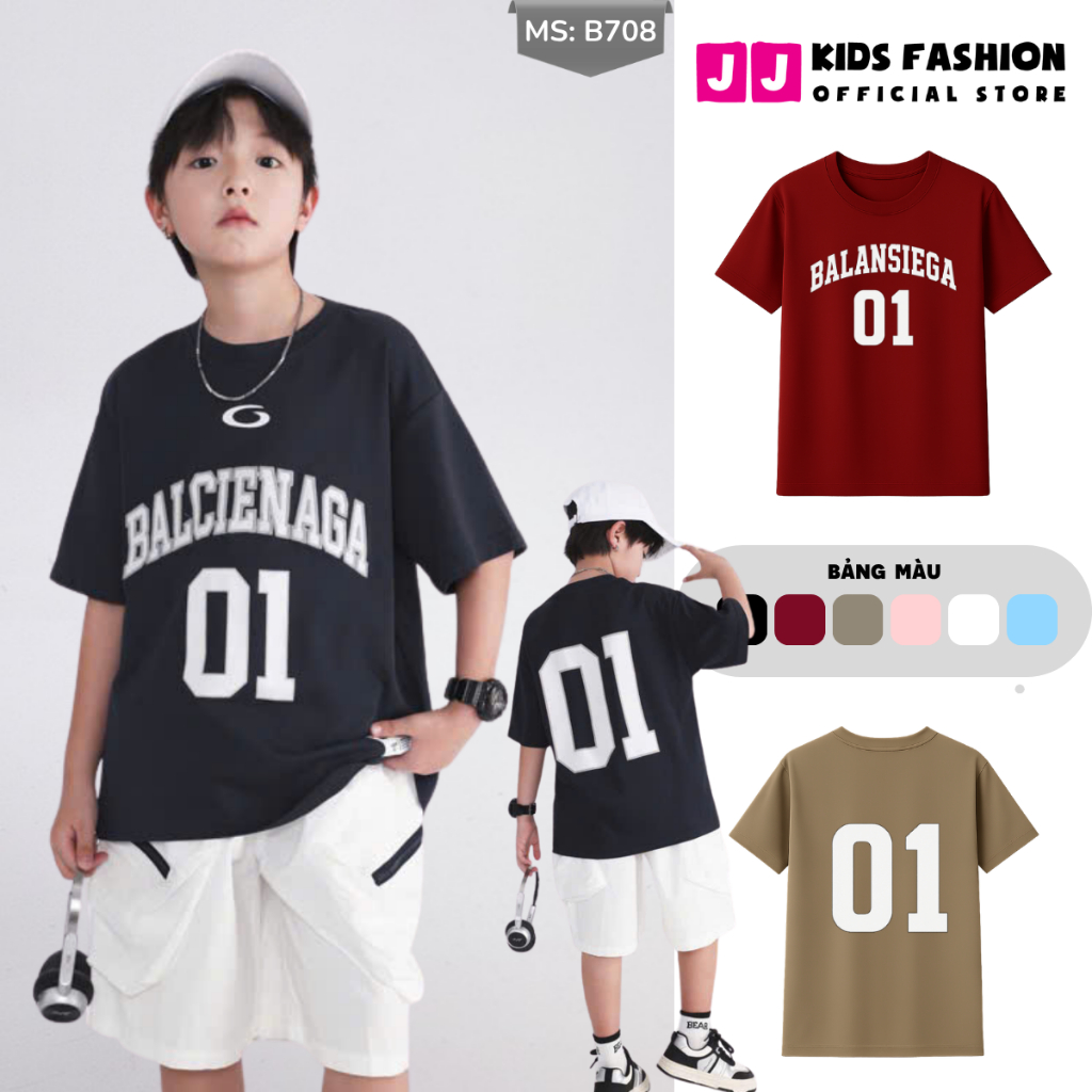 Áo Thun Ngắn Tay Mùa Hè Cho Bé Trai, Bé Gái In Hình Năng Động, Cổ Tròn B708 | JJ Kids Fashion
