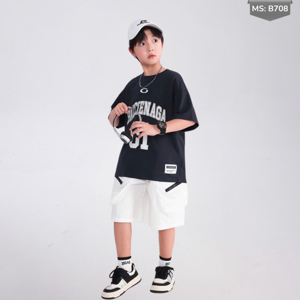 Áo Thun Ngắn Tay Mùa Hè Cho Bé Trai, Bé Gái In Hình Năng Động, Cổ Tròn B708 | JJ Kids Fashion