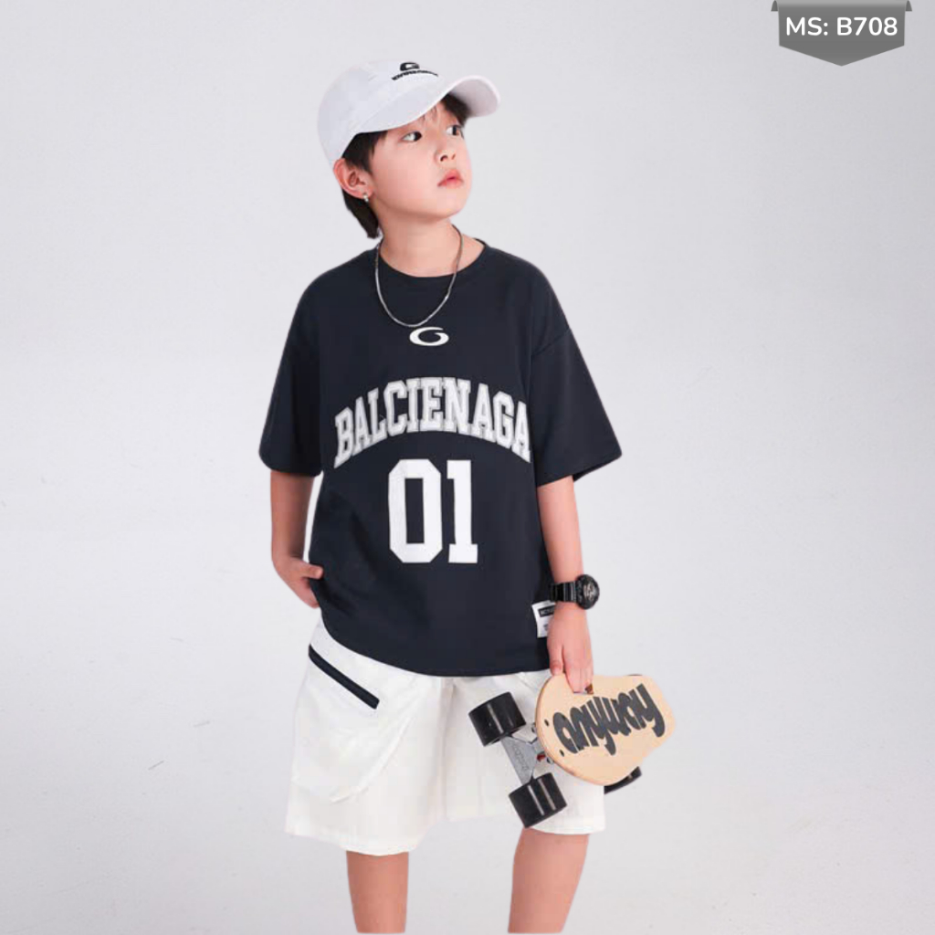 Áo Thun Ngắn Tay Mùa Hè Cho Bé Trai, Bé Gái In Hình Năng Động, Cổ Tròn B708 | JJ Kids Fashion